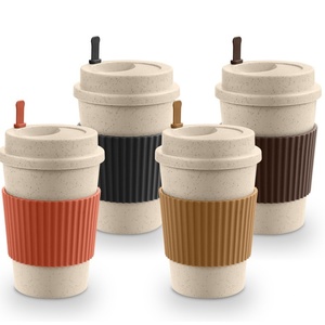 แก้วกาแฟแบบพกพา ทำจากฟางข้าว เป็นมิตรกับสิ่งแวดล้อม ป้องกันการลื่น ฝาปิดแบบใช้ซ้ำได้ ทนความร้อน ไม่ระเบิดเมื่อโดนน้ำร้อน  รับทำโลโก้ตามสั่ง ทันสมัย ขั้นต่ำในการสั่งซื้อน้อย - Product Image 2