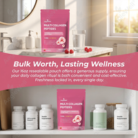 AegleWell OEM Poudre de peptides de collagène multi-sources Type I II III V X saveur framboise Biotine Vitamine C Acide hyaluronique Peau Cheveux Articulations GMP