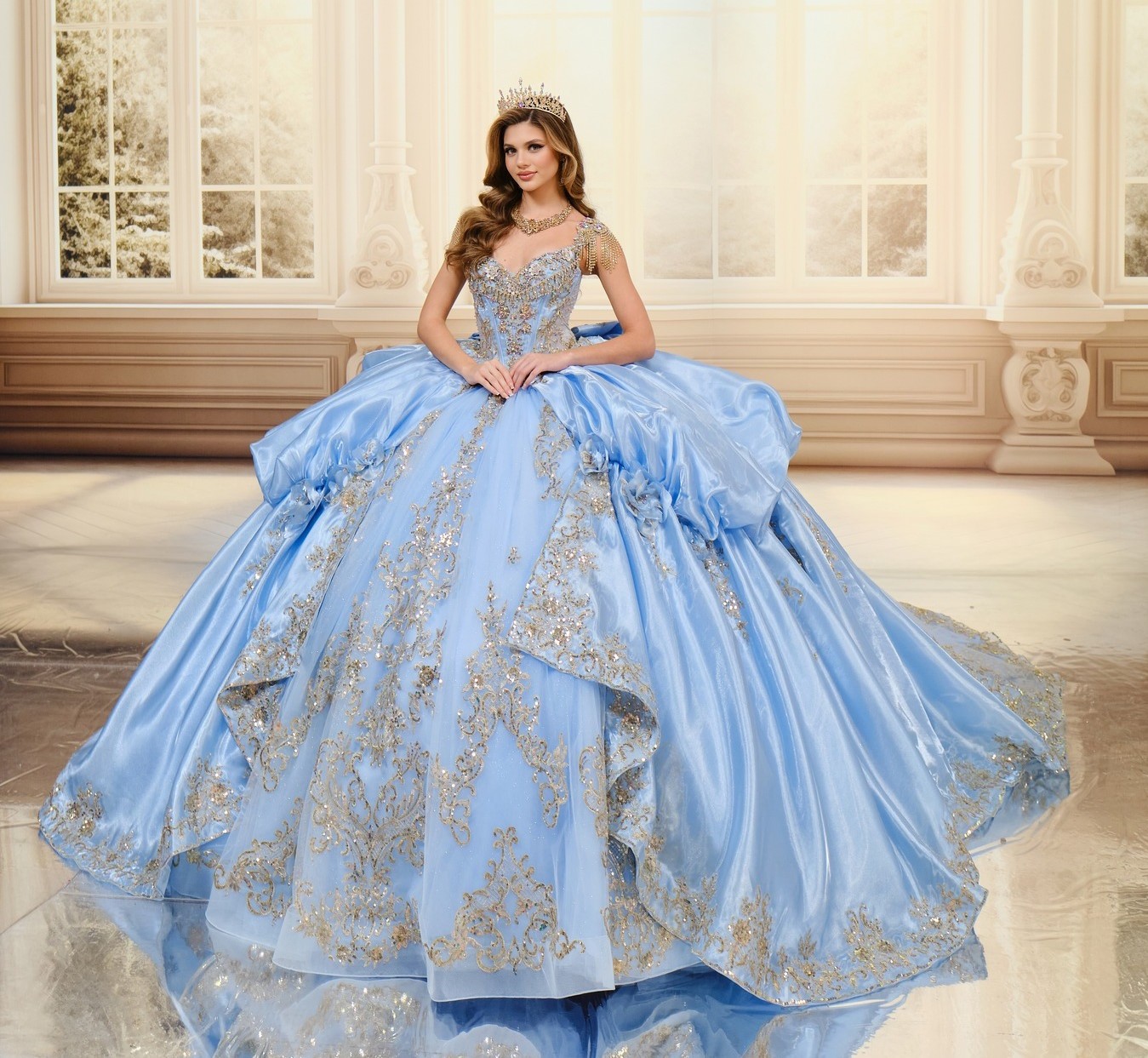 blue dress dress Buy Now Sky Blue Floral Print Dress New Collection main image 1