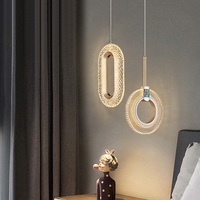 Lampe suspendue LED moderne simple minimaliste nordique en fer doré à hauteur réglable pour chambre principale éclairage de chevet tailles moyennes