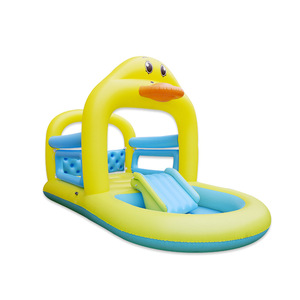 Piscina inflable con tobogán de PVC para niños, juego acuático para uso doméstico. - Product Image 1