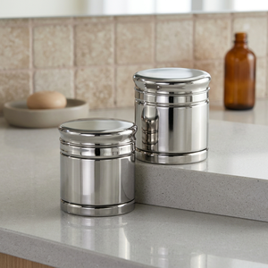 Stainless Steel Spice <b>Containers</b> Round Airtight Food Storage Jars Minimalist Design Polished Finish - Product Image 5