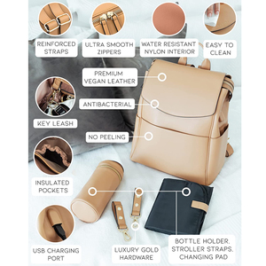 2025 OEM du lịch bé Ba lô PU da tã Vai Túi mẹ Ba Lô Xách Tay <span class=keywords><strong>Toddler</strong></span> tã Túi với dây đeo xe đẩy - Product Image 3