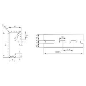 Hohe qualität schwere stahl oder aluminium montierbar din schiene installation schiene - Product Image 6