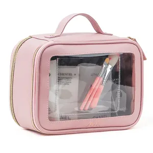 Factory Supplier Gorgeous Cosmetic Organizer With Transparent Window Hot Sale Customized Makeup Pouch Bag