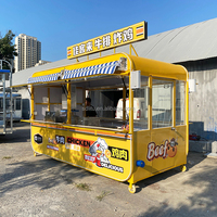Camion de restauration mobile commercial pour poulet frit et steak, remorque de vente de nourriture, chariot de nourriture mobile lumineux avec graphismes de poulet de dessin animé, 220v, snack, barbecue