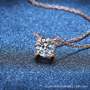 Colgante de plata de ley S925 de lujo para mujer, moissanita de 5 quilates, cadenas de estilo clásico con forma geométrica de cuatro puntas para fiestas - Product Image 6