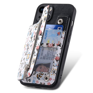 Pour iPhone 15/15 <span class=keywords><strong>Pro</strong></span>/15 Promax Flower design Housse pour carte de crédit, Portefeuille magnétique Étui à rabat pour Samsung S23 - Product Image 6