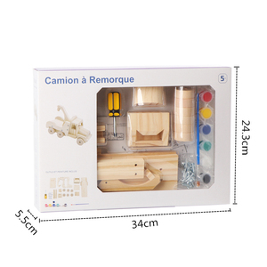 Juego de ensamblaje de coches de ingeniería para niños, modelo 3d, bloques de construcción, camión de descarga, rompecabezas de madera sólida, juguete de pintura DIY para niños - Product Image 6
