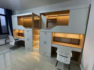 Dortoir personnalisé au design moderne avec <span class=keywords><strong>lit</strong></span> double et <span class=keywords><strong>bureau</strong></span> d'étude en bois pour les adolescents et les adultes pour l'école ou l'hôtel - Product Image 5