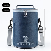 Sac à déjeuner isotherme de style japonais en tissu Oxford avec doublure en aluminium, grand sac bento portable épaissi à bandoulière pour le travail