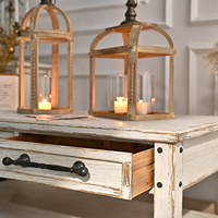 Table basse rectangulaire en bois massif Innova Home, style rustique, avec tiroir de rangement, pour salon et salle à manger, faite à la main