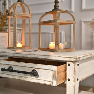 Innova Home Solid Wood Farmhouse Decorative <b>Rustic</b> Rectangle White Storage Drawer <b>Coffee</b> Tea <b>Table</b> Living Room Dining Handmade - Product Image 5