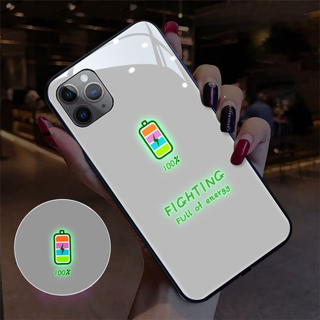 Led Phone Case Voice-Activated Luminous Flash Shockproof Glass Cover for iPhone XR 11 12 13 14 15 Pro 16 Max Phone case