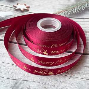 Ruban en polyester satiné double face avec feuille d'or pour emballage de boîte cadeau de Noël, décoration de fête - Product Image 4