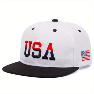 Casquettes de baseball brodées drapeau américain pour hommes et femmes, casquette Snapback D-005 - Product Image 3