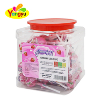 Sucette à la crème de fraise prête à la vente pour les supermarchés et les confiseries
