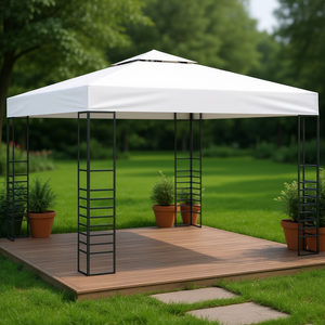 White Outdoor Canopy <b>Gazebo</b> Steel <b>Frame</b> Waterproof Garden Patio Shade 10x10 Ft Contemporary Design - Product Image 2