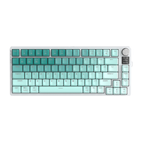 Avec écran Bouton de volume remplaçable à chaud RGB Tri Mode sans fil + filaire + BT Gaming clavier mécanique rechargeable
