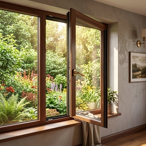 <span class=keywords><strong>Ventanas</strong></span> de Madera de Aluminio con Diseño de Lujo Estilo Chino, Resistentes a los Rayos UV, de Madera de Palisandro Africano, para Uso en Hoteles y Retiros junto al Lago - Product Image 3