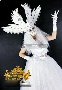 Aquila Re <span class=keywords><strong>Regina</strong></span> Stage Show <span class=keywords><strong>Costume</strong></span> Locale Notturno DS Piuma Bianca di Angelo GOGO degli uomini Squadra di Danza Costumi di prestazione di san valentino usura - Product Image 2