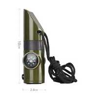 Sifflet de survie extérieur personnalisé à haut décibel avec boussole, lampe torche LED, réflecteur et cordon pour le camping