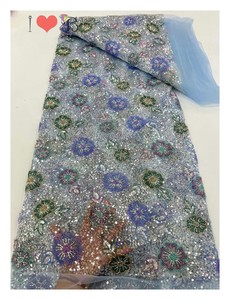 Dubai Vải Sang Trọng Handmade Thêu Đào Đính Cườm Ren Với Sequins Áo Wedding Party Dress Pháp Ren Dệt Cho Đảng - Product Image 5