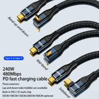 Cable USB C a C de Carga Rápida y Transferencia de Datos de 0.5M PD 240W con Cubierta de PVC Trenzada para iOS y Computadora, Tendencia 2026