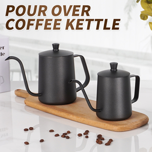 Prix d'usine – <span class=keywords><strong>Bouilloire</strong></span> à café noire en acier inoxydable <span class=keywords><strong>de</strong></span> 600 ml avec bec long <span class=keywords><strong>col</strong></span> <span class=keywords><strong>de</strong></span> <span class=keywords><strong>cygne</strong></span> pour le café filtre, idéale pour le café fait main - Product Image 4
