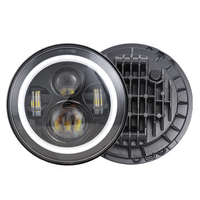 Phare LED rond blanc et noir de 7 pouces, étanche IP67, phare de 7 pouces pour buggy, DRL, clignotant ambre pour Jeep Wrangler JK