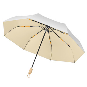 Double Layer Titanium Silver Sun Umbrella 100 Cm Upf50+ Black Vinyl Folding Manual Open Travel Use Rain And Sun Protection - Product Image 5