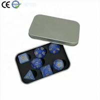 Prix de gros polyèdre 7 pièces jeu de dés métal étain étui personnalisé Rpg MDN stockage boîte à dés pour jeu de Table accessoires affichage