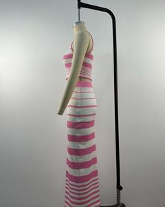 Viviblook Z416ST01 Nueva llegada Ropa femenina Chaleco a rayas Crop Top Falda Conjunto de 2 piezas para mujer - Product Image 4