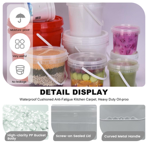 Seau en plastique transparent rond en PP de qualité alimentaire, durable, pour le stockage de liquides et la transformation alimentaire - Product Image 5