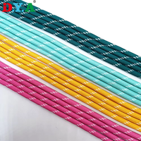 Cordon de serrage rond en polyester personnalisé de 5 mm avec motif à pois colorés et embouts en caoutchouc plastique pour vêtements, sweats à capuche et pantalons