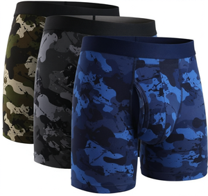 Men <b>Boxer</b> Briefs Cotton Spandex Camo Printed Underwear Sleep Shorts <b>Custom</b> Logo - Product Image 1