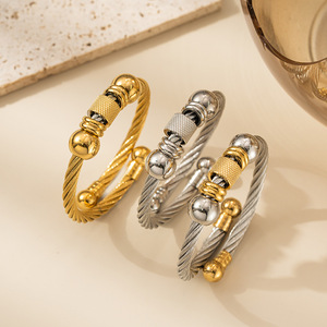 Nouveaux accessoires, <span class=keywords><strong>bracelet</strong></span> ouvert en <span class=keywords><strong>fil</strong></span> d'acier personnalisé européen et américain, tendance, neutre, en acier inoxydable pour hommes et femmes - Product Image 2