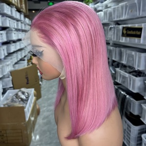 Wig SDD Tanpa Lem 13x6 HD Lace Perruque Pink <span class=keywords><strong>Rose</strong></span> Rambut Vietnam Asli Lurus Bob Wig Rambut Manusia Pre Plucked - Product Image 1
