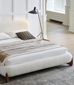 Style nordique Boucle tissu Art <span class=keywords><strong>lit</strong></span> chambre meubles crème chez l'habitant sol <span class=keywords><strong>lit</strong></span> moderne meubles rembourrés en bois massif <span class=keywords><strong>lit</strong></span> <span class=keywords><strong>double</strong></span> - Product Image 5