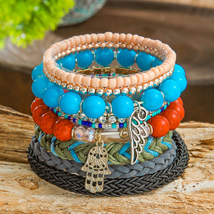 <b>Beaded</b> Bracelets <b>Set</b> Multicolor Bohemian Style Layered Stackable Jewelry For Women Men Fashion Accessory Gift - Product Image 2