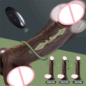 Telescopic Rotating Thrusting Dildo Vibrator Juguetes Sexuales Para Mujeres Realistic Big Dark Brown Dildo