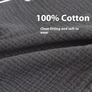 Usine approvisionnement direct hommes coupe ample coton pyjamas costume printemps automne <span class=keywords><strong>Double</strong></span> <span class=keywords><strong>gaze</strong></span> grande taille crêpe Long respirant décontracté - Product Image 2