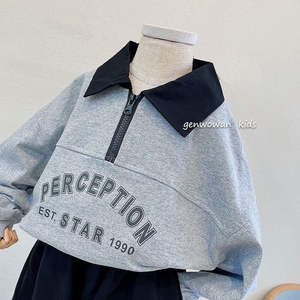 Handsome Kids' Two-Piece Casual Set Autumn Sweatshirt Suit <strong>New</strong> <strong>Baby</strong> Boys' Letter Lapel Children's Cool Two-<strong>Year</strong>-Old <strong>Outfit</strong> - Product Image 2