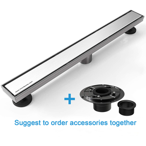 Mondeway Reversible 2-in-1 Flat <strong>Cover</strong> Brushed Nickel Stainless Steel Bathroom <strong>Floor</strong> <strong>Drain</strong> 24 Inch Linear Shower <strong>Drain</strong> - Product Image 2