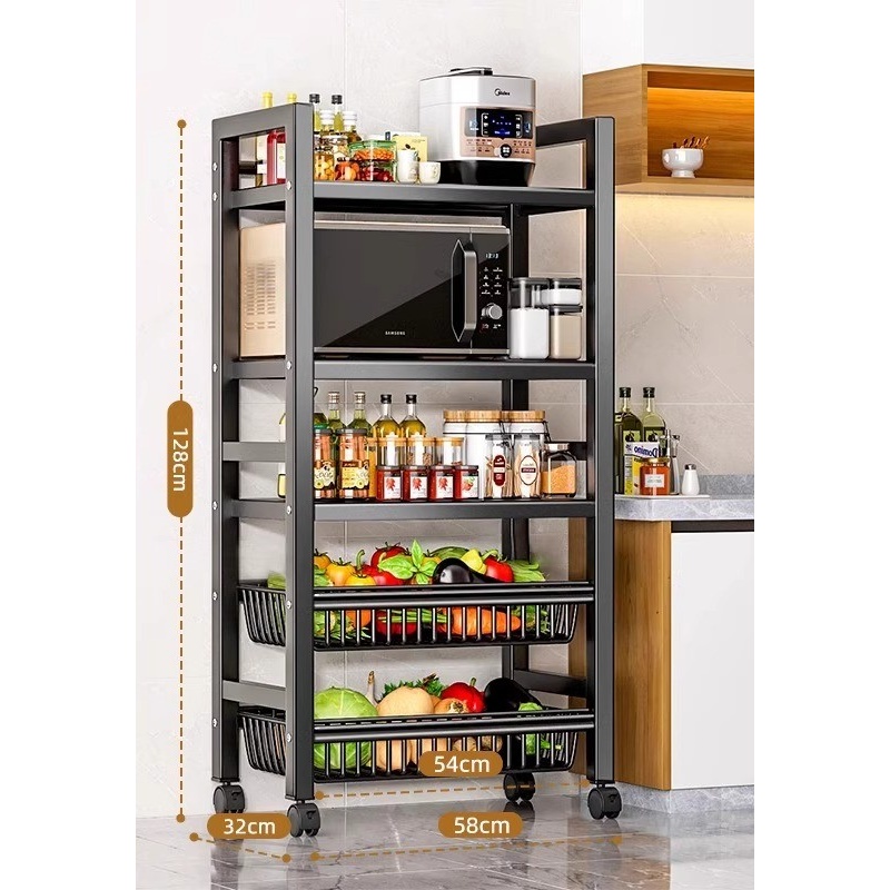 Nero 5 strati-lunghezza 58 cm-2 cestini 3 tavole