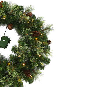 अनुकूलन रखता कृत्रिम तार फ्रेम 24 "पूर्व जलाया पीवीसी और कश्मीरी पाइन कोन क्रिसमस पुष्पांजलि बैटरी के साथ प्रकाश बॉक्स - Product Image 3