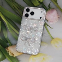Coque de téléphone 3D avec nœud en strass pour iPhone X/11/12/13/15/16/17 Pro Max Air Samsung Redmi, antichoc, mignonne et protectrice pour filles