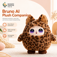 Jouet en peluche AI Léopard à oreilles, unisexe, avec vibration, capteur tactile, clonage vocal, mémoire longue durée, 50+ langues, yeux LED, WiFi, cadeau