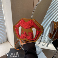 Halloween Horreur Sacs À Main Vampire Sac À Bandoulière Personnalisé Bucktooth Lèvres Bourse Femme Drôle Personnalité Niche Gothique Halloween Sac À Main