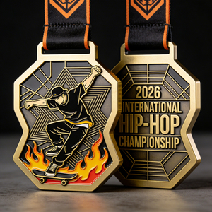 Médaille de skateboard sportive personnalisée avec logo sur mesure, ruban métallique, pour fabricants, modèle Valedictorian 2026 - Product Image 1